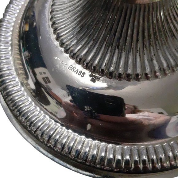 Vintage Silverplated Hobnail Glass Candelabra Set (2) LaPierre France 8.5" 1970s - Picture 9 of 9